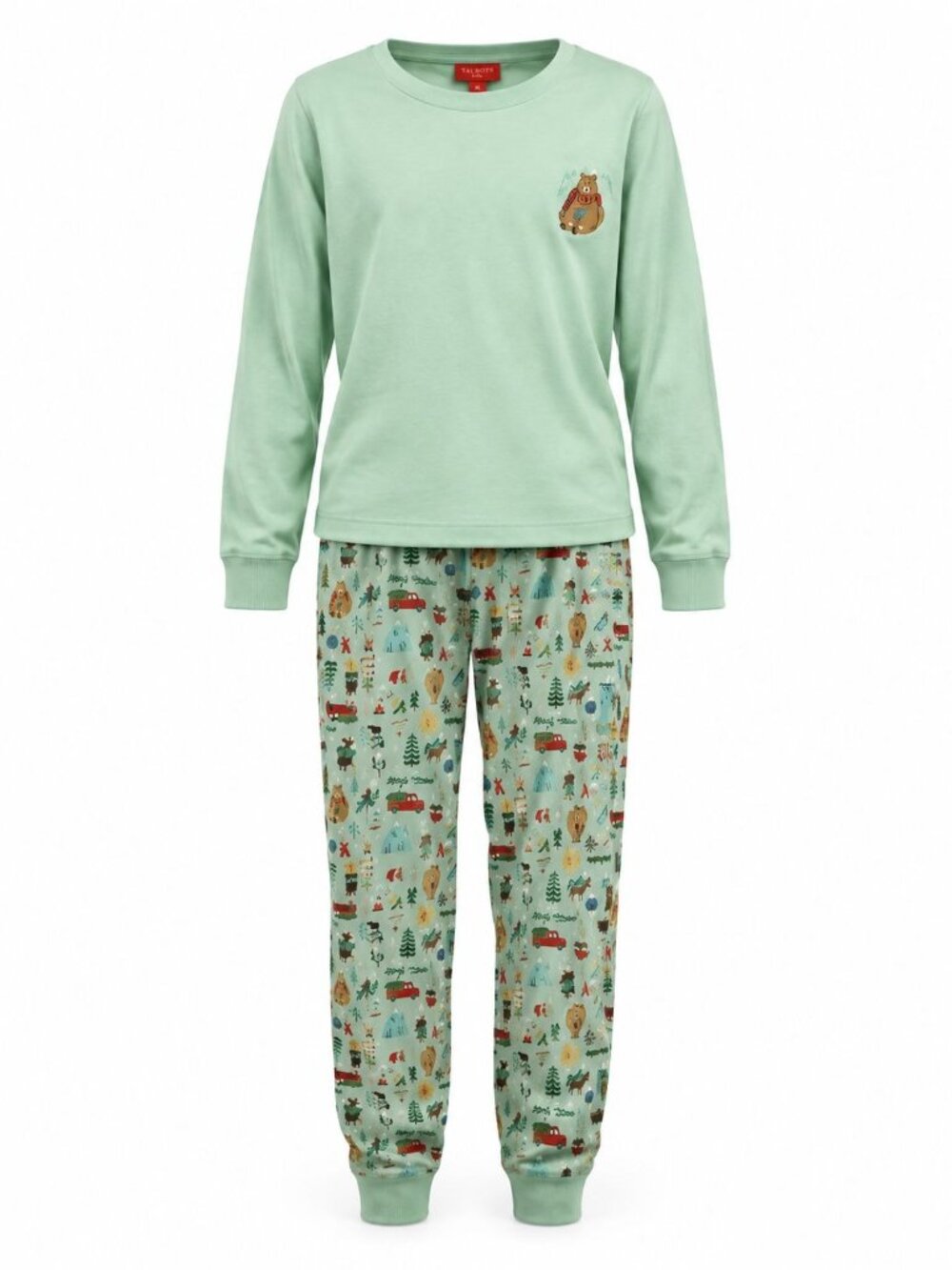 NWT Holiday Lane by Macy's 2 Piece Pajama Set Sz XLT Winter Holiday Green Bear